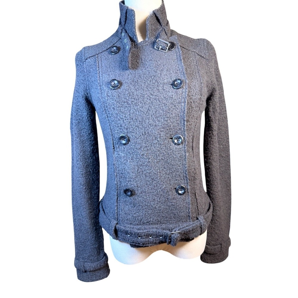 Free People We The Free Outta Left Field Military‎ Jacket XS Gray Tweed Buckle